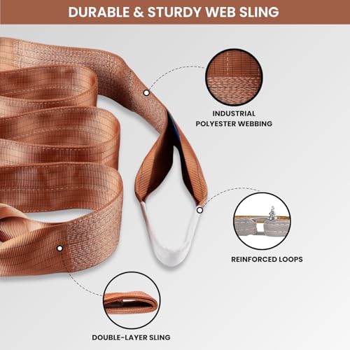 Image of Conclood India Polyester Webbing Sling Lifting Belt | Towing Vehicle | for Lifting Heavy Weight | Brown Color | Best Safety Factor with Certifications. (6 Ton 5 Meter)