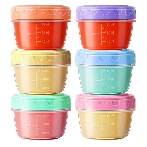 Image of Eruinfang Small Plastic Food Containers with Lids Reusable Sauce Pots with Lids Round Snack Pots Mini Storage Boxes for Jars Dips Salads Chutney Restaurants Takeaway Catering 2oz 6Pcs
