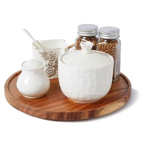 Image of 10-inch Acacia Wood Lazy Susan Organizers, ACIAZAAZ Lazy Susan Turntable for Cabinet, Kitchen Turntable Storage for Table, Countertop, Pantry