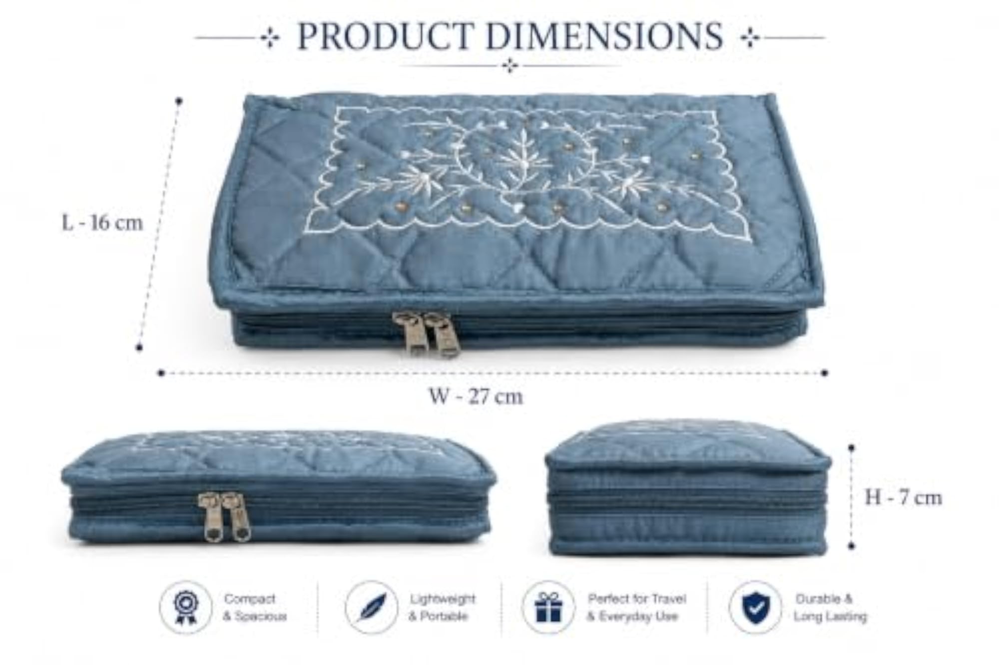 Elegant Jewelry Organizer Box, Premium Quilted Travel Case