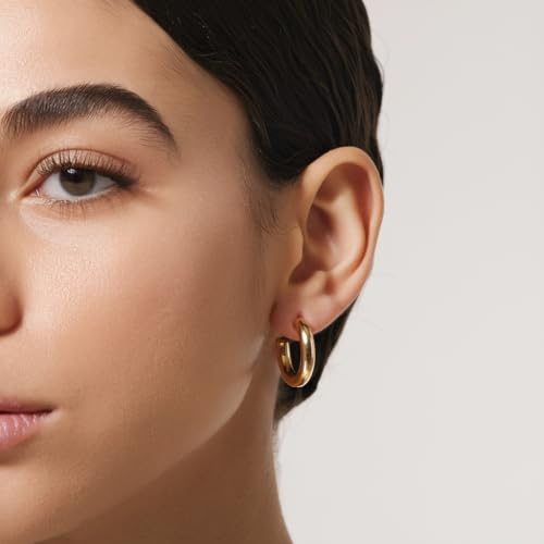14K Gold-Plated, Lightweight, Open Hoop Earrings For Women2