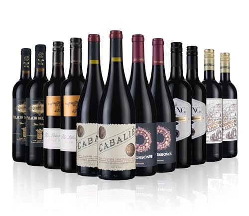 Laithwaites Big Red Wine - Case of 12 Mixed Bottles (75cl) - Australian, South African, Spanish, French & Portuguese Variety - Black Stump Durif Shiraz, Cabalie & More