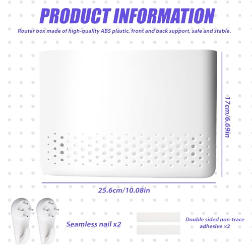 WANDGU Router Box: WiFi Router Aufbewahrungsbox, ABS Wireless Router Rack, Wandmontage Router Kasten, Wall Mounted WiFi Storage Box, Router Verstecken Verstecken Box für Heimdekoration (25,6x17 cm)