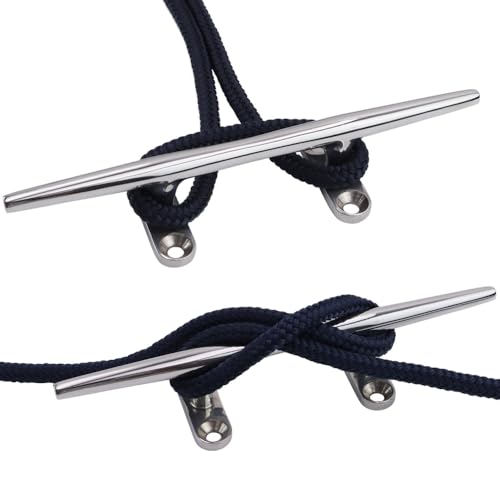 Laorde Boat Cleat 4 inch 5 inch 6 inch 8 inch 10 inch Open Base 316 Stainless Steel Dock Cleat Marine Grade Rope Cleat with Fasteners for Kayaks, Nautical Decor (Silver 6 inch 4 Pack) by Laorde - Image 2