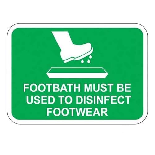 Footbath Must Be Used Warning Sign, 12x8 Inch Metal Tin Sign, Hygiene Reminder for Entrance and Clean Areas