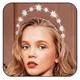 Formery Halo Crown Headpiece Silver Star Headbands Rhinestone Stars Angel Hair Accessories for Girls
