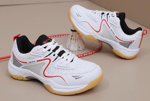 FUNCOS Women's Wide Fit Pickleball Shoes Breathable Mesh Tennis Sneakers for Volleyball Squash Court Sports Red 8 by FUNCOS - Used condition - Image 3