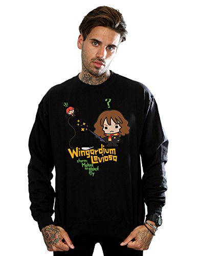 Harry Potter Men's Hermione Granger Wingardium Leviosa Junior Sweatshirt XX-Large Black