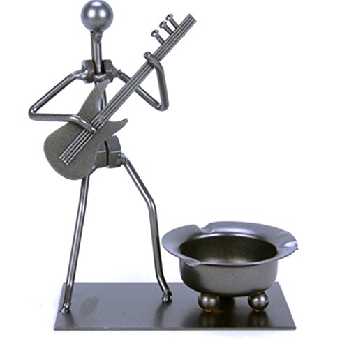 Winterworm Vintage Fashion Creative Unique Metal Iron Nuts And Bolts Musician Band Cigarette Ashtray Player Figurine Art Desk Decor C54(Electric Guitar) #TOP15