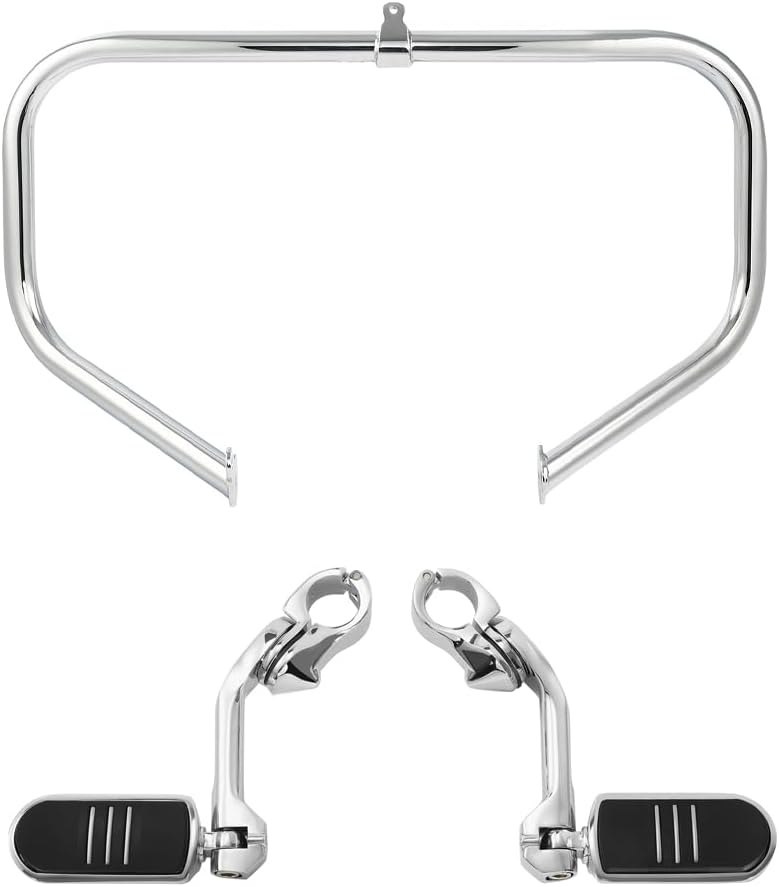 Green-L Chrome Engine Crash Bar with Highway Footpegs Fit for Harley Road King Electra Street Glide 2009-2024 Touring Models