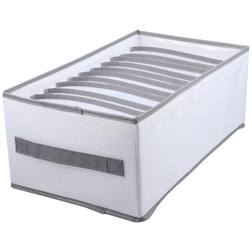 NUOBESTY Organizador de Cajón para Ropa Interior y Calcetines, Caja de Almacenamiento 12 Compartimentos, Material Tela Oxford y Pp, Color Gris Grande, Adecuado para Ordenar Armarios
