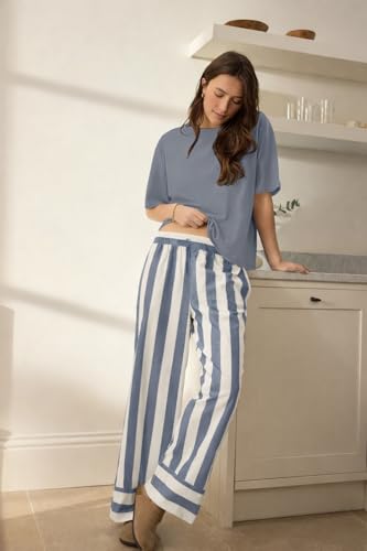Image of Celary Women's Cotton Blend Printed Night Suit Set||Soft & Breathable Short Sleeve Top & Ethnic Print Pyjama Set||Also Available in Plus Size||Korean Night Suit||Comfortable Home Wear & Sleepwear