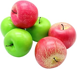 Artificial Fruit, LONTOM 6PCS Fake Fruit Apples Plastic Apples for Still Life Paintings, Storefront Decoration, Kitchen Decor (Red/Green)