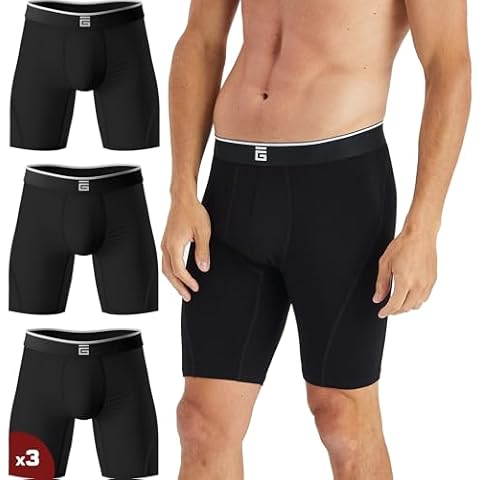 Giovici Mens Long Leg Boxers Bamboo Viscose Anti Chafing Ultra Cooling Underwear Cover