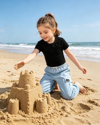 Image of Betusline Girls Fall Winter Clothing Sets, Long Sleeve Crop Top & Cargo Jogger Pants 2 Piece Outfit Sets,4T-14Y