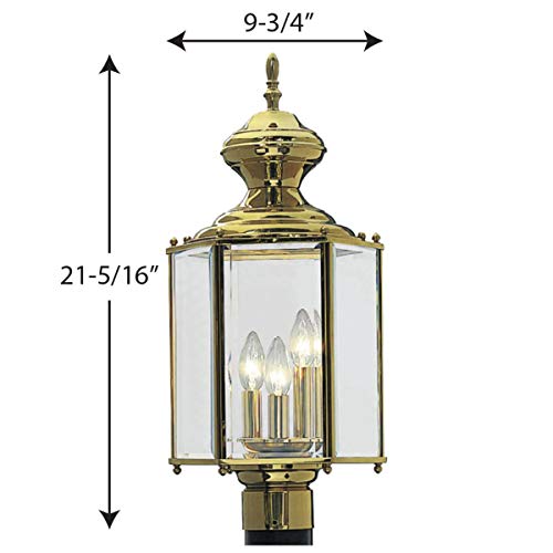 Progress Lighting P5432-10 Brassguard Lantern Outdoor, 9-1/2-Inch Diameter X 21-Inch Height, Polished Brass #TOP1
