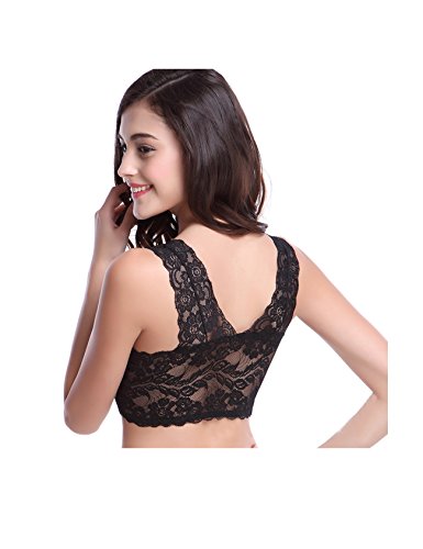 Bestgift Sutiã feminino sexy de renda sem costura, Preto, Asia XXL(US XL)