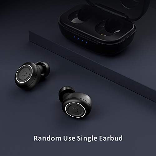Abramtek Small True Wireless Earbuds, E8 Mini Bluetooth 5.0 Earphones, Tiny USB-C Fast Charging Case, IPX7 Waterproof, Stereo In-Ear Headphones Portable Use for Gym Sports & Office Home (BLACK)