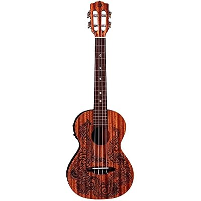 Luna Henna Dragon Mahogany Tenor Ukulele مع Preamp و Gigbag