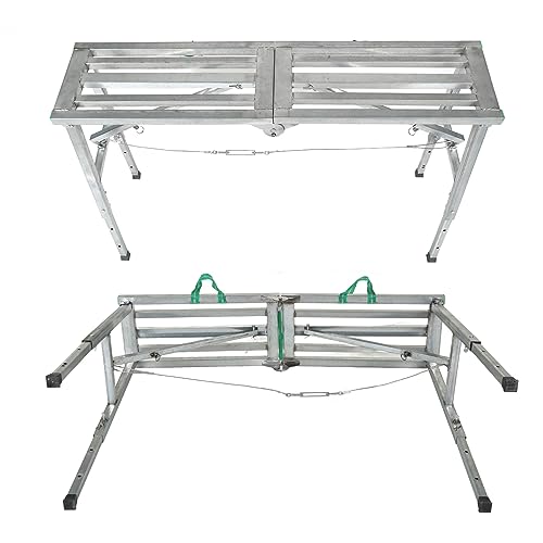 Aluminum, Folding Work, Ladder, Scaffolding, Aluminium Scaffolding Step Ladder Bench for Painting, Adjustable Cleaning Repairing Compact Design