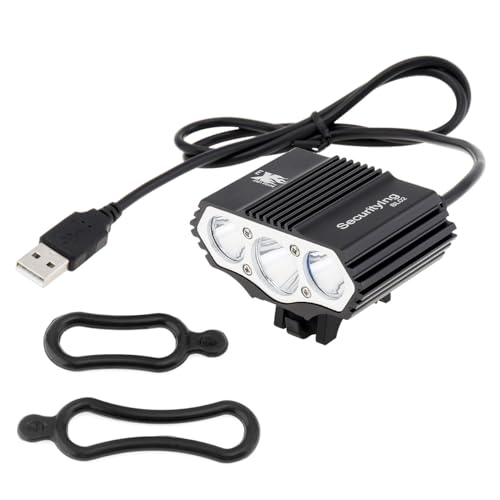 SecurityIng USB-driven cykelljus, LED-pannlampa vattentät 1 800 lumen 4 lägen cykling främre lampa cykelstrålkastare för bergsväg, barn- och stadscykel - USB-kabel ingår