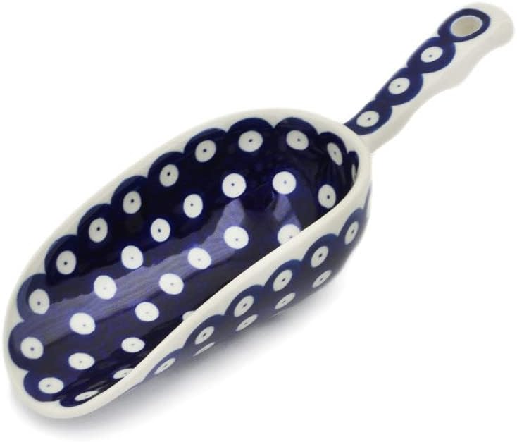 Polmedia Polish Pottery Scoop - Blue Eyes Pattern Handmade in Boleslawiec Poland by Ceramika Artystyczna + Certificate of Authenticity