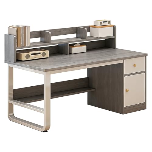 XNKLPY Escritorio para Computadora con Cajón y Estantería, Escritorio para Oficina En Casa Mesa de Estudio con Armario de Almacenamiento, Estación de Trabajo Multifuncional B 140cm
