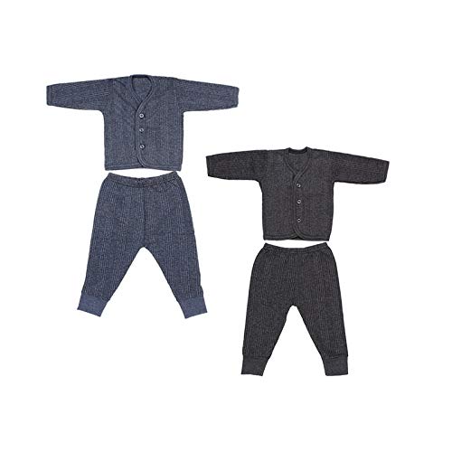 FABZONE Baby Hosiery V-Shaped Front Open Thermal Set (Brown,Grey_18-24 Months_Pack of 2)