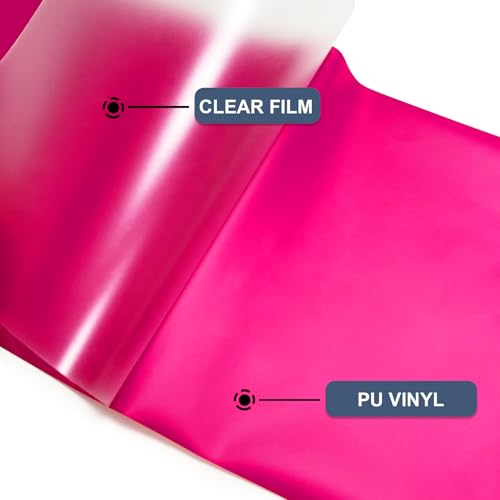Image of Neon Pink Heat Transfer Vinyl HTV Roll Matte PU 12 inch x 15 ft. | Easy to Cut, Weed & Transfer, Neon Pink Iron On Vinyl for Cricut, Silhouette Cameo & Other Craft Cutter Cutting Machine