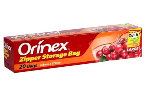 Orinex Zipper Storage Bag 268Mm X 279Mm 20 Bags Clear