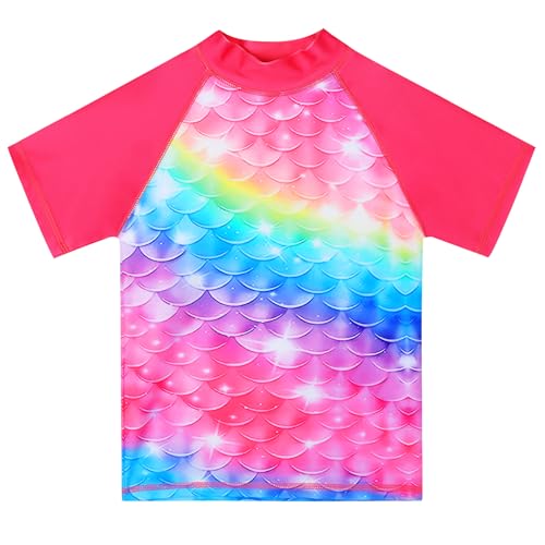 Image of TFJH E Girls Short Sleeve Swimsuit Two Piece Swimwear UPF 50+ UV 3-12 Years