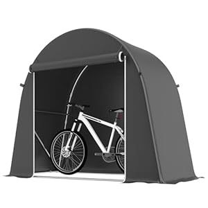 Outsunny Garagenzelt 245x120x200 cm wasserdicht Fahrradgarage mit aufrollbar Reißverschlusstür, wetterfest Lagerzelt Gerätezelt Carport für Fahrräder Gartengeräte Dunkelgrau