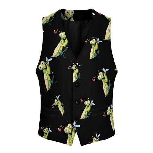 Praying Mantis Eating Mosquito Novelty Men's Suit Vest Funny Formal Dress Vests Business Waistcoat3