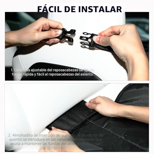 Miniatura 6 de Aiqinu Protector Asiento Coche, Impermeable Antideslizante Compatible Protector De Asiento De Coche De Niño Con 2 Bolsillos De Almacenaje Para Asiento De Coche De Cuero Y Tela