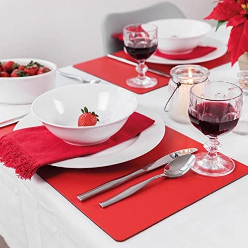 Sets of 8 Large London Red Recycled Leather Placemats ( 42cm x 26.5cm ). Made In The UK By Lara-May.