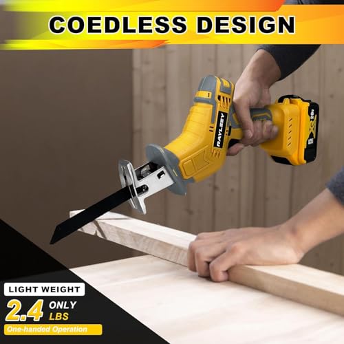 Image of Cordless Reciprocating Saw Compatible with Dewalt 20V MAX Battery, 0-3500 SPM, Variable Speed Trigger, One-Handed, Keyless Blade Clamp, Tool Only