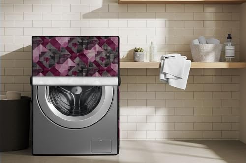 Image of Stylista Waterproof Front Load Washing Machine Cover Compatible for Haier 8 kg, Chekered Pattern Maroon