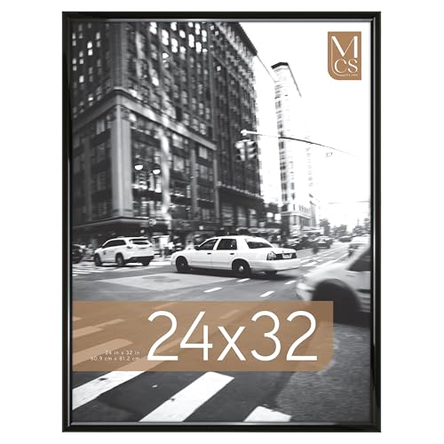 MCS Trendsetter 24x32 Poster Frame Black High-Gloss, Vertical & Horizontal Wall Hanging Large Picture Frame for Photos, Posters & Art Prints (1-Pack)