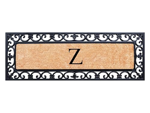 A1HC Natural Coir Monogrammed Door Mat For Front Door, 18x48, Anti-Shed Treated Durable Doormat for Entrance, Heavy Duty, Low Profile, Easy to Clean, Long Lasting Front Porch Entry Doormat