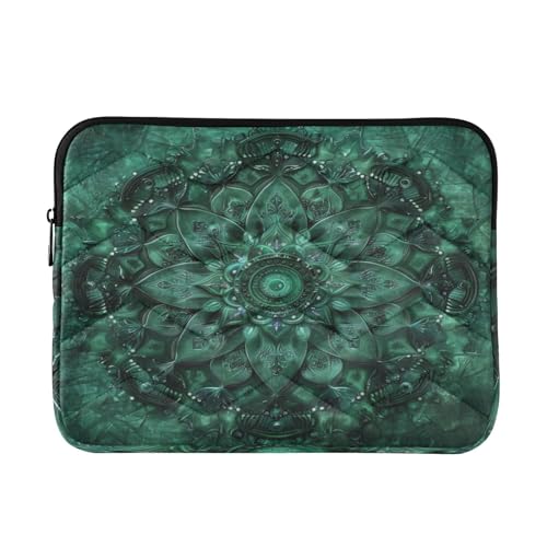 Funda para portátil 13-14 pulgadas con textura Mandala verde