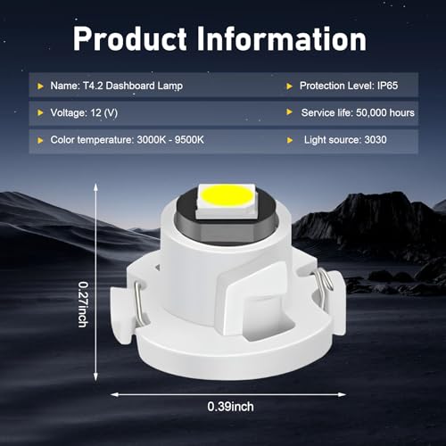 10 bombillas LED T4.2 para auto, luz blanca miniatura 2