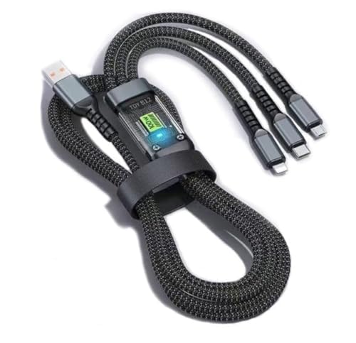 Image of Umake USB-A to Type-C Cable, 100W Fast Charging, 3-Pin Connector, Nylon Braided, High-Speed Data Sync, Compatible with Android Smartphones & USB-C Devices - Black - 1M (3 Months Warranty)