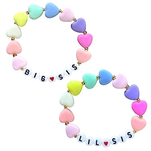 Image of Fuqimanman2020 Big Sister Bracelet Colorful Little Sister Bracelet Letter Beads Bracelet for Sister Jewelry Gift