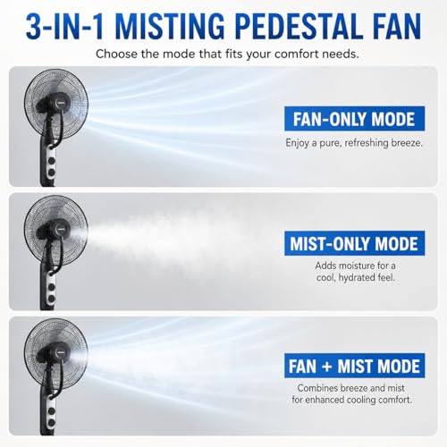 XAMATTS 16" Misting Pedestal Fan with 4L Humidifier by XAMATTS - Image 8
