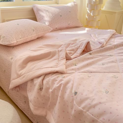 Edredón de verano para cama moderna colcha Odot zanahoria rosa de 200x230cm lavable en casa 7