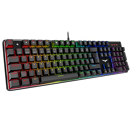 havit Mechanische Gaming Tastatur, QWERTZ Tastatur (Deutsches Layout) mit roten Schaltern, Mechanische Tastatur für PC Gamer und Arbeits, Schwarz (HV-KB432L)
