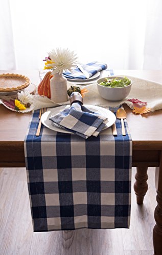 Dii Buffalo Check Collection, Classic Farmhouse Table Runner, 14X72, Navy & Cream #TOP7