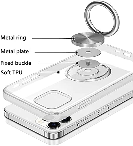 Vunake Compatible with iPhone 13 Pro Max Case with Ring Holder Crystal Clear Case Shockproof Bumper Cover Soft TPU Phone Case Magnetic Car Mount Ring Case Protective Case Cover for iPhone 13 Pro Max