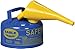 Eagle UI-10-FSB Type I Metal Safety Can with F-15 Funnel, Kerosene, 9" Width x 8" Depth, 1 Gallon Capacity, Blue
