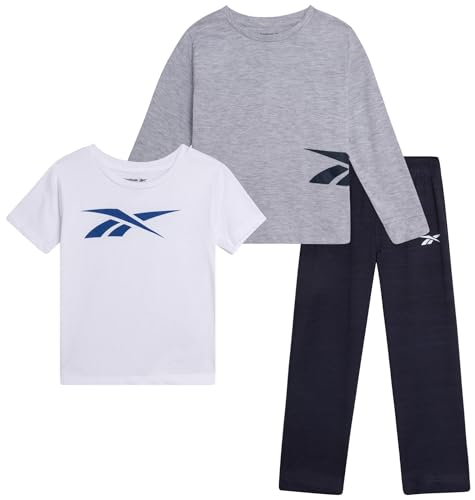Reebok Baby Boys' Jogger Set - 3 Piece Short Sleeve T-Shirt and Sweatpants Playwear Set (Infant/Toddler)